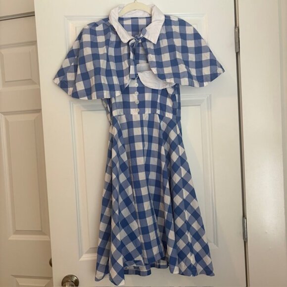 ModCloth Bea and Dot 1950s Vintage Style Gingham A-line Dress with Capelet - Picture 3 of 6